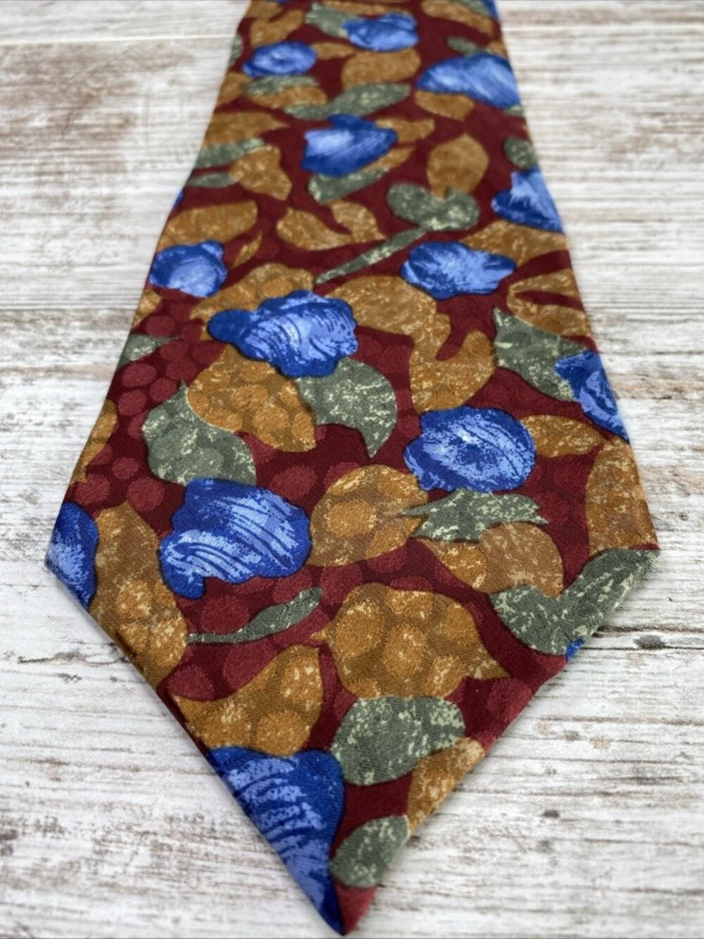 Vintage Bugatti Silk Tie Abstract Floral Multi-Color Wide 56x4 USA Retro 90s - Picture 2 of 7